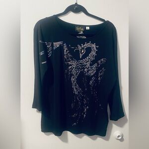 Bob Mackie Black Sequin Bird Top vintage new with tagss
